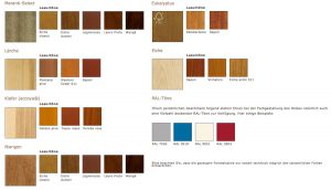 Niveau Holzfenster Farben